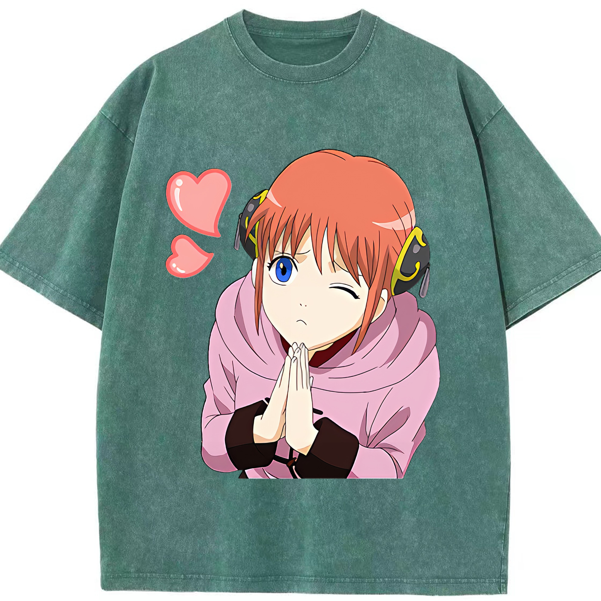 （画像用） ぎんたま 坂田銀時（さかたぎんとき） 神楽 志村新八（しむら しんぱち） GINTAMA Sakata Gintoki Kagura Shimura Shinpachi 綿100% ヴィンテージ風 半袖Tシャツ（フロントプリント）